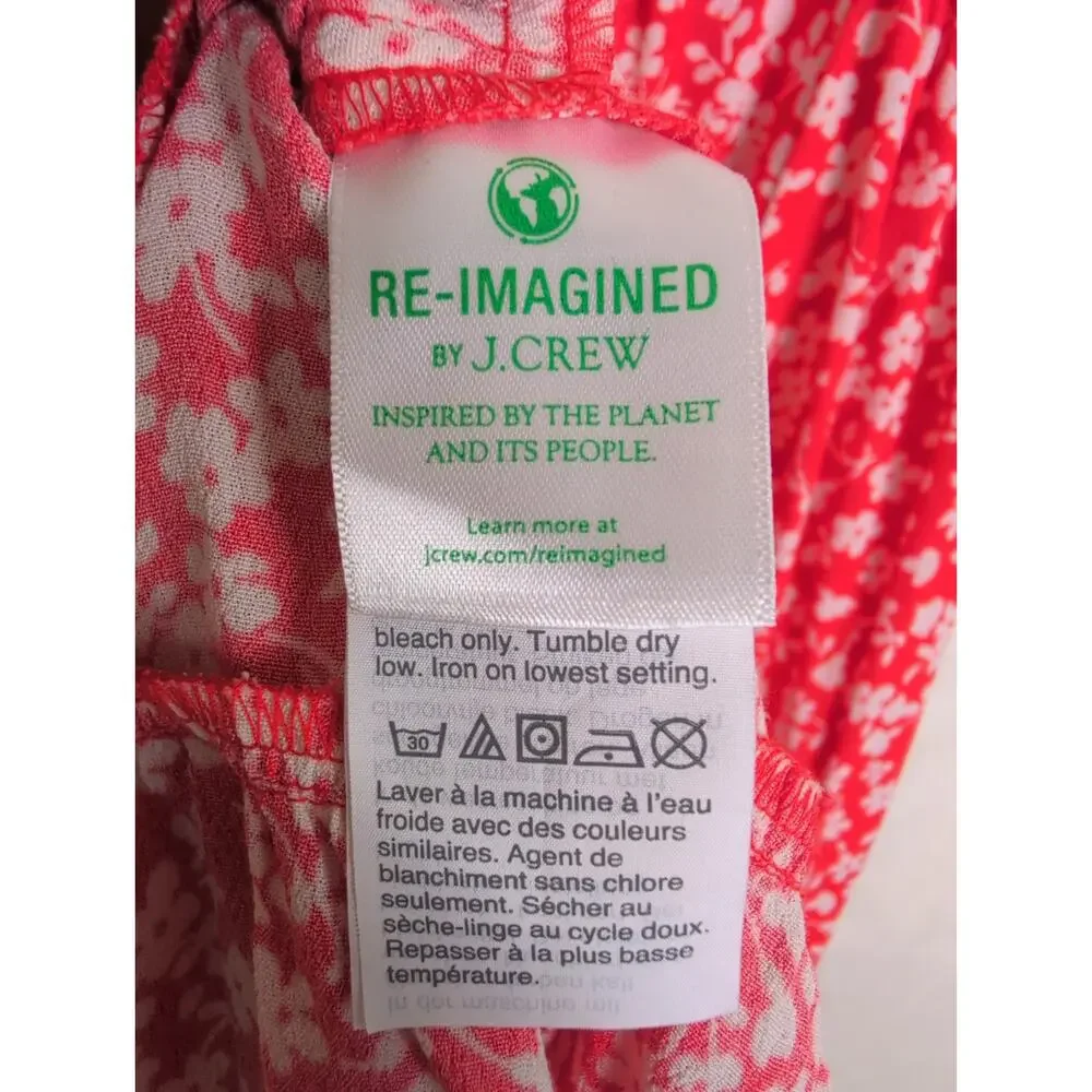 J.Crew red and white floral shirt dress Size XL Boho Dainty Cottagecore Ditzy
